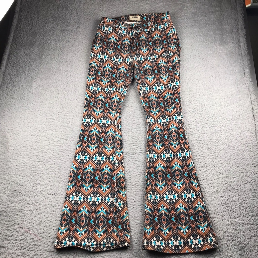Rock & Roll Cowgirl Bargain Button Flare Jeans Womens 29 Western Aztec‎ Geo